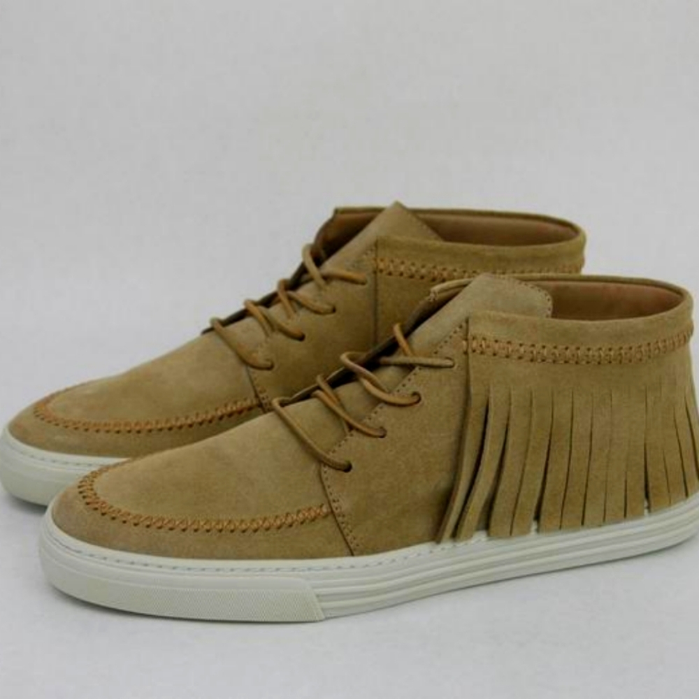 🔥GUCCI - Vintage beige Women's Suede Fringe Hi-top European size 37